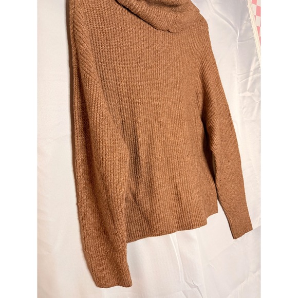 YES LOLA Brown Cowl Neck Chunky Knit Button Accent Sweater Size L - Picture 7 of 9